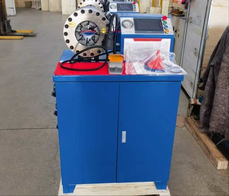 ভালো দাম সিমেন্স টাচ স্ক্রিন 2 ইঞ্চি উচ্চ মডেল নীল রঙের 10 ডাইস নল ক্রাম্পার / রাবার নল ক্রাম্পিং মেশিন 600T ক্রাম্পিং শক্তি সহ নির্ভরযোগ্য পারফরম্যান্স অনলাইন