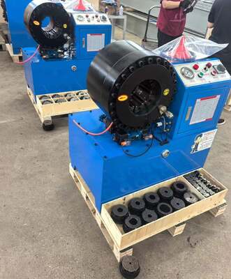 ভালো দাম 6" বিভিন্ন ভোল্টেজ সহ 150mm পর্যন্ত হাইড্রোলিক হোস ক্রিমিং মেশিন 4-150mm ক্রিমিং রেঞ্জ বড় খোলা এবং 20 বিনিময়যোগ্য ডাইস অনলাইন