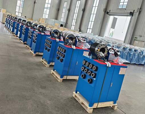 ভালো দাম 600T 31.5Mpa রাবার পায়ের পাতার মোজাবিশেষ ক্রিমিং মেশিন উচ্চ মডেল নীল রঙ 3kw মোটর বোতাম নিয়ন্ত্রণ সিস্টেম 220v/240v/380v/415v ভোল্টেজ 6-51mm ক্রিমিং রেঞ্জ এবং 10 বিনিময়যোগ্য ডাইস অনলাইন